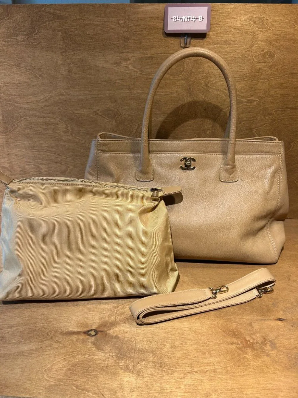 Authentic Chanel Executive Cerf Tote Bag - Tan Caviar Leather (Vintage)